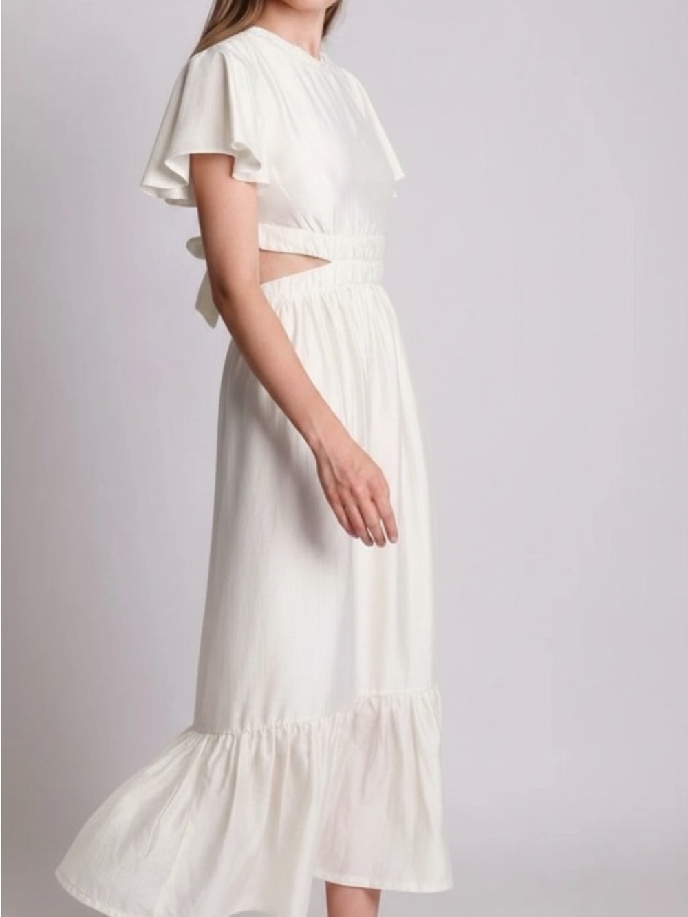 Sabina Musayev Ivory Lightweight Textured Dress